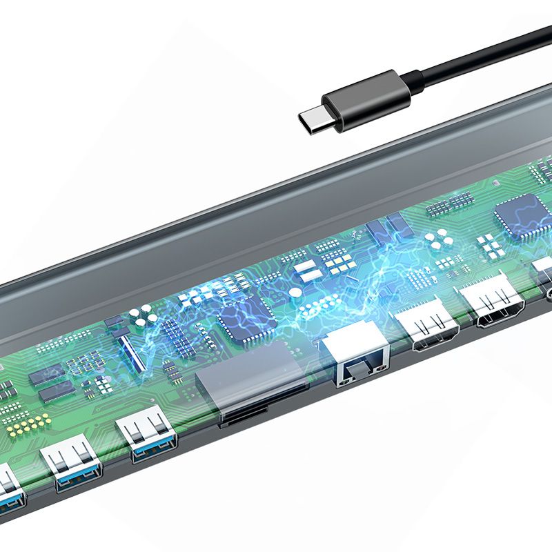 CATSX-G0G Конвертер Baseus Enjoy series USB-C - PD+2xHDMI+VGA+RJ45+SD+TF+2xUSB, цвет: серый